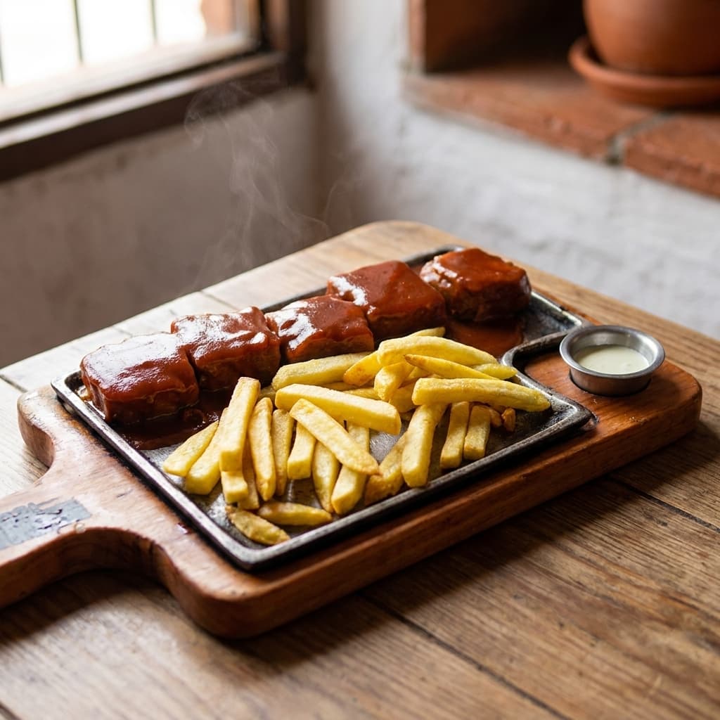 Chorizo con papas a la francesa